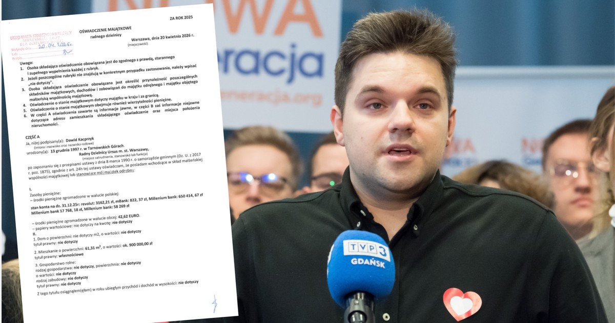 Radny Ursusa Dawid Kacprzyk zarobił 1,6 mln zł w rok. Oświadczenie majątkowe pokazuje skok oszczędności